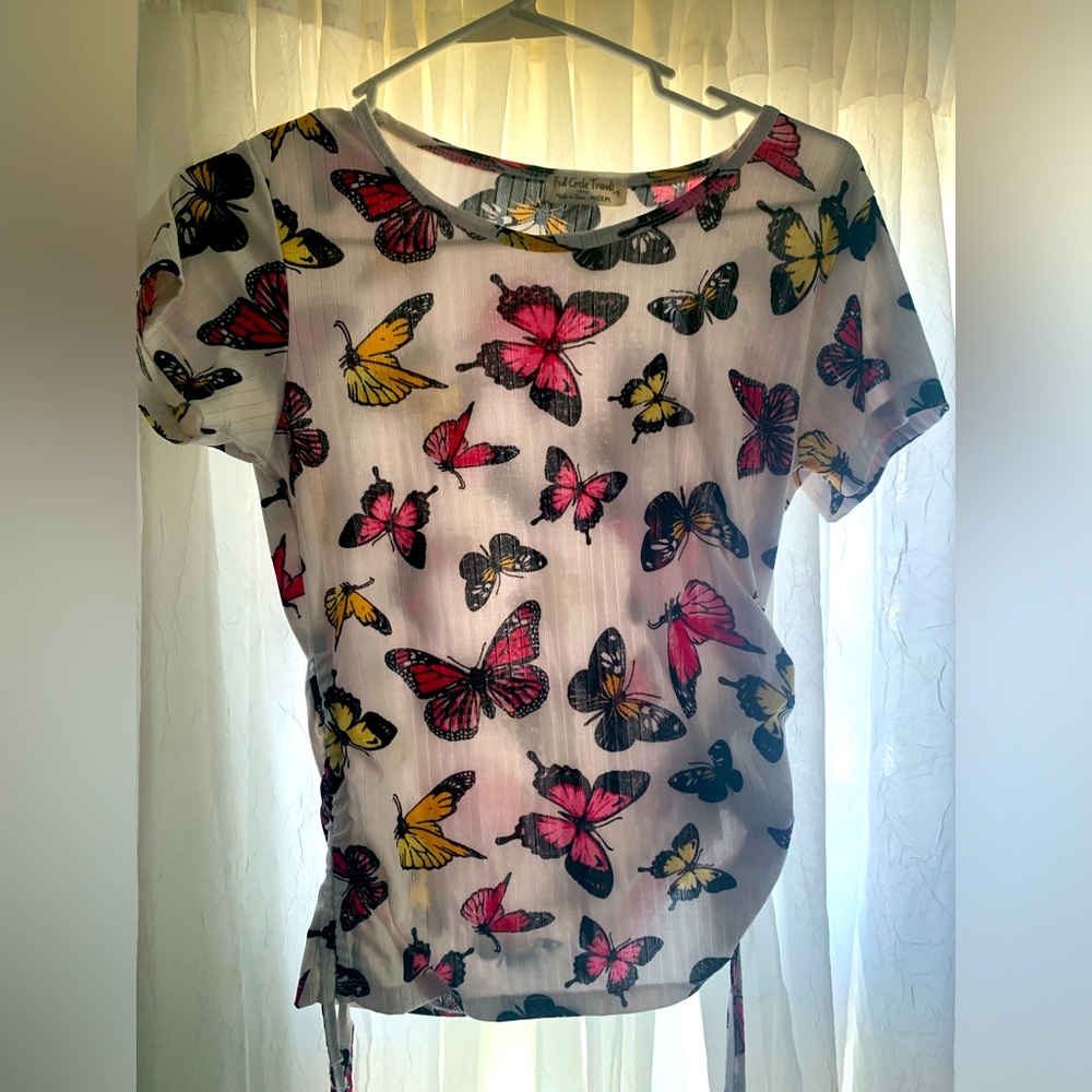 Womens Multicolored Butterfly Shirt MEDIUM
